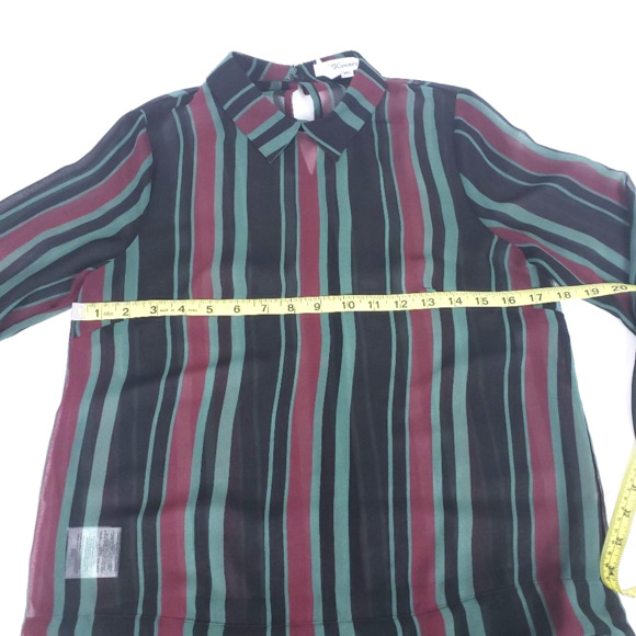 Bcbgeneration Collared Stripe Sheer Shirt Loose Fitting Women's Top Size XXS - Picture 6 of 7